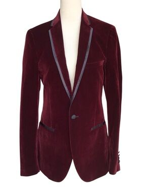 Paisley & Gray Burgundy Velvet Blazer Jacket Slim Fit 36R $179.99